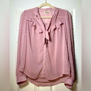 light pink listicle blouse (M)